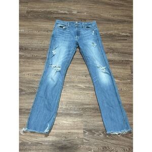 7 for all mankind Dylan light wash distressed raw hem jeans 27